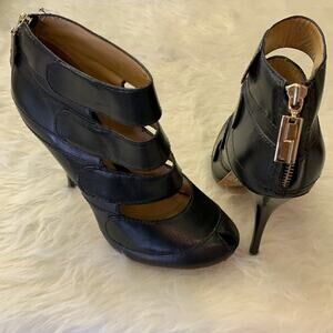 L.A.M.B Peep Toe Black High Heels